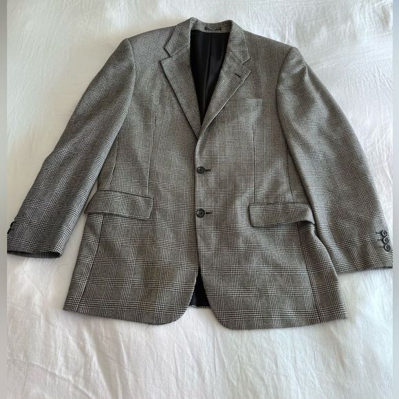 100% Cashmere plaid Blazer Jacket - Picture 1 of 9